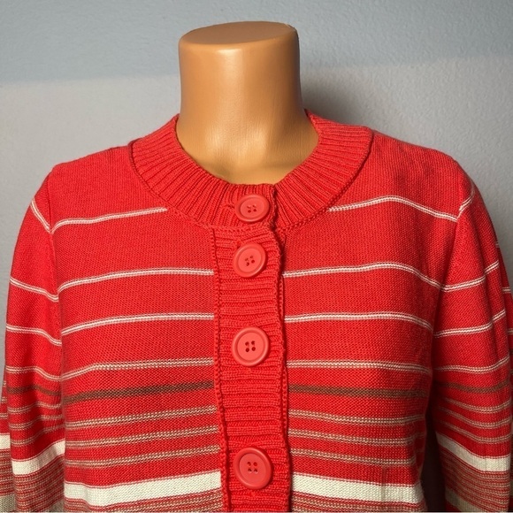 LIZ Claiborne Pullover Half Button Striped Sweater (L08) - Picture 2 of 4